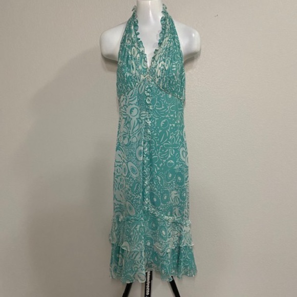 NWOT Bagley Mischka Silk Halter Dress Size 8 - Picture 1 of 13